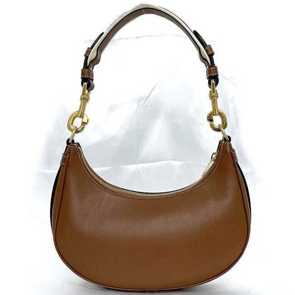 Celine Shoulder Bag Ava Strap Brown Hobo Leather Shoulder Zipper Logo One Point - Picture 3 of 10